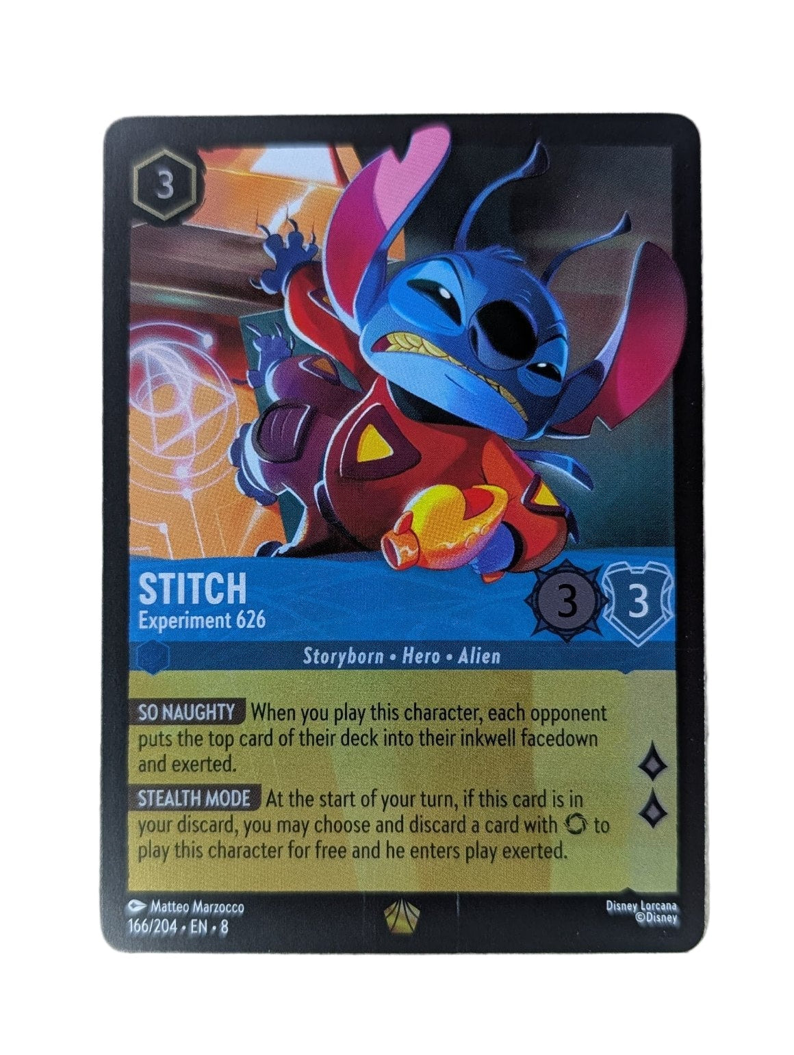 Lorcana, Stitch - Experiment 626 (Engelse) foiled single card - PKMSTORAGEZ